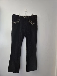 Joe Browns Embroidered Black Jeans Size 16 Bootcut Style - Picture 1 of 5