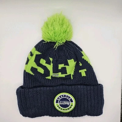 Seattle Seahawks Gorro Tejido Gorra Gorra New Era NFL Licencia Oficial Con Pompón Foto 1 de 4