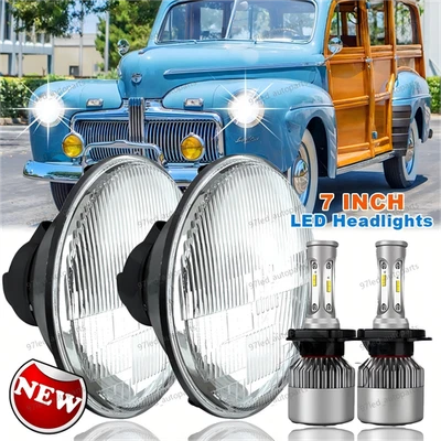 Пара круглых светодиодных фар для Ford Deluxe 1939-1951 7 дюймов корпус лампы новый - Изображение 1 из 4