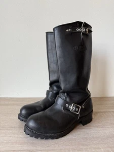 VINTAGE Carolina Fahrradstiefel schwarz Leder hoher Gürtel Stiefel Engineer Biker 8,5 - Bild 1 von 10