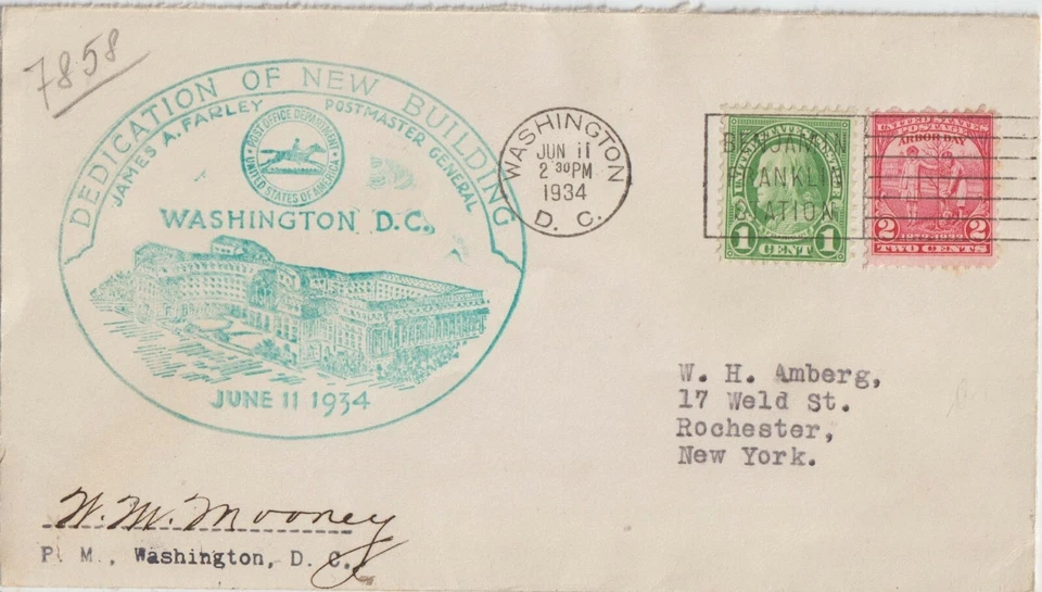 1934 US FDC DEDICATION OF NEW BUILDING WASHINGTON D.C. - Image 1 of 1