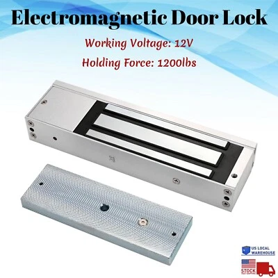12V Electric Magnetic Door Lock Electromagnetic 1200LB (540KG) Access Control - Image 1 of 4