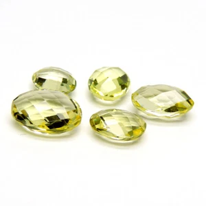 GRACEFUL 26.20 CTS 5 PCS OVAL BRIOLET CUT LEMON QUARTZ GEMSTONE $NR! - Picture 1 of 2