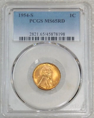 1954-S Lincoln Wheat Cent PCGS MS65RD Bright Red Luster looks MS66 #C53R - Image 1 of 4