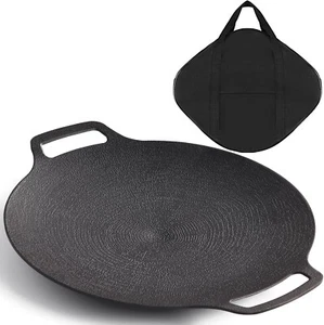 Korean Grill Pan with Nonstick 6-Layer Coating, 13" Round BBQ Griddle with Bag, - Picture 1 of 7