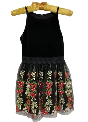 Amy Byer Girls evening Sleeveless Black Floral Dress size 12 - Image 1 of 4