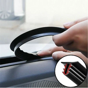 Black Push Car Dashboard Windshield Gap Noise Insulation Seal Rubber Strip 1.6M - Picture 1 of 15