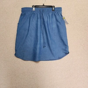 Agnes & Dora Skirt Size XXL Blue Chambray With Pockets Lightweight USA Made #671 - Picture 1 of 10