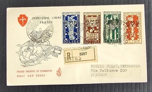 1949 Italy (Trieste Zone 1) Biennial Art Exbtn FDC ties 4 stamps cd Trieste 3 - Bild 1 von 2