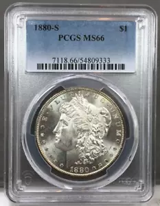 1880-US $ 1 dollaro d'argento Morgan PCGS MS66 - Foto 1 di 2