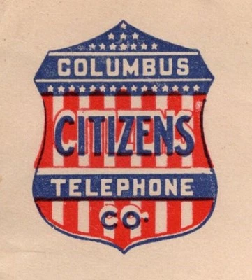 Columbus Citizens Telephone Co Patriotic Shield Logo Canal Winchester OH 1901 1r - Image 1 of 3