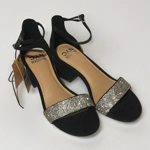 Madden NYC Women's Size 7.5 City Black Silver Bling Heels Sandals Shoes - Picture 1 of 7
