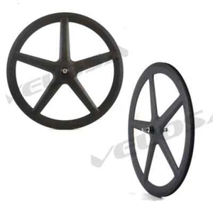 Superlight 700c 5 Spokes Carbon Clincher Tubular Wheelset for Road or Track Bike - Picture 1 of 11
