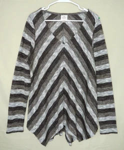 Knox Rose Geometric Glitter Blouse Top Womens XXL Long Sleeves Gray Stripes - Picture 1 of 8