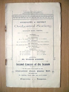 1910 Withington & District Orchestral Society 2nd CONCERT by Wilhelm Schroder - Picture 1 of 2