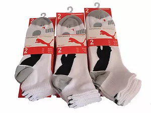 Puma Performance Quarter Socks, 2 Pack, White - 221302001-300 - Picture 1 of 3