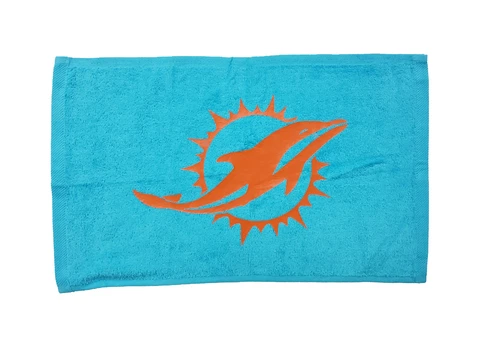 NFL Miami Dolphins Teal Rally Towel Orange Logo 11" x 18" 100% Cotton Cover