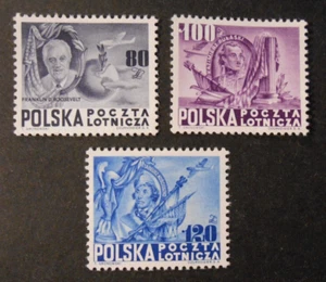 POLONIA,POLAND,POLSKA 1948 " 160° Stati Uniti d'America" 3V. cpl set VLH* - Imagen 1 de 2