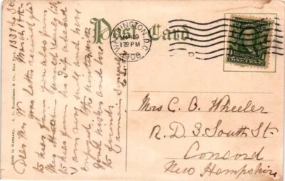 1908 WASINGTON D.C., Flag cancel on STREET TROLLEY LINEN postcard - Image 1 of 2