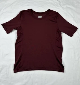 Athleta Shirt Women’s L Burgundy Short Sleeve Performance Athleisure Stretch Gym - Picture 1 of 6