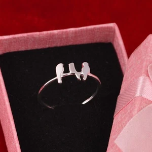 Triple The Love: 3 Love Birds Emotional Ring 925 Sterling Silver Love Collection - Picture 1 of 12