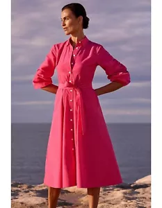 TRENERY by Country Road Bold Magenta Pink Modern Shirt Dress | Size 10 - Picture 1 of 18