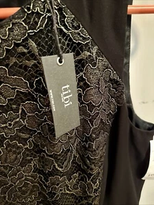 New TIBI Women’s Sleeveless Gold & Black Metallic Lace Cocktail Mini Dress 6 - Picture 1 of 16