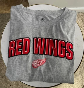 Detroit Red Wings NHL Hockey Embroidered T Shirt Men's Size XL Gray A6 - Picture 1 of 7