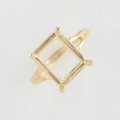 PRE-NOTCHED 12X10 EMERALD CUT SOLITAIRE RING IN SOLID 14K YELLOW GOLD CR33-14KY - Image 1 of 3