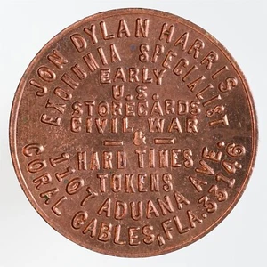 Jon Dylan Harris Exonumia Coral Gables, FL 1977 Indian Head Personal Token - Picture 1 of 2