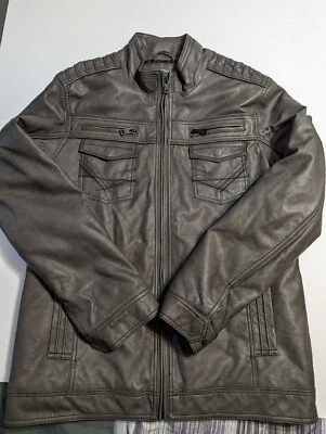 BKE Athletic Fit Black Washed Faux Leather Jacket Men's Size M - Image 1 of 4