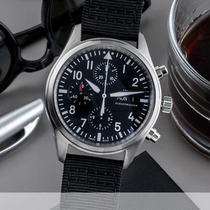 IWC Schaffhausen Fliegeruhr Chronograph Automatik Stahl Ref. IW371701 B&P 2009 - Bild 1 von 13