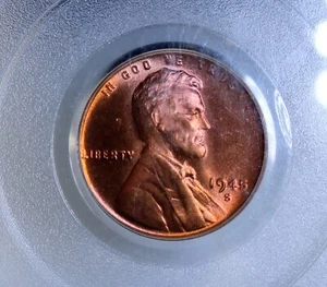 Gorgeous Toning! 1945-S Lincoln Wheat Penny Cent 1c PCGS Certified MS66 RD - Picture 1 of 4