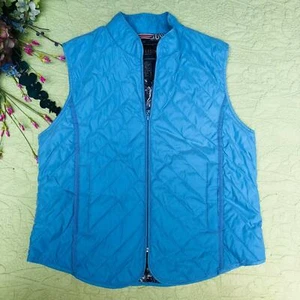 Van Heusen Blue Quilted Full Zip Puffer Vest Women M Casual Dress Paisley Lining - Picture 1 of 7