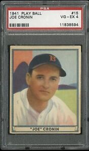 1941 Play Ball Joe Cronin #15 PSA 4 “VG-EX” Boston Red Sox HOF BEAUTY SUPERSTAR