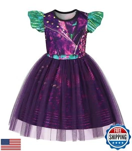 HenzWorld Girls Purple Dress Kids Costume Dress up for Girls Short Flutter Sl - Picture 1 of 5