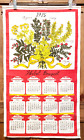 Vintage 1975 Textilimpex Poland Linen Herbal Bouquet Hanging Wall Calendar
