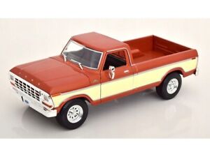 Box Dented 1979 FORD F-150 RANGER PICKUP BROWN & CREAM 1/18 BY MAISTO 31462