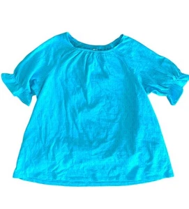 Lands End Girls Pullover Top XL 14 16 Plus Blue Cotton Boho Casual Tee T Shirt - Picture 1 of 7