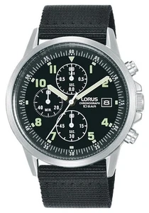 Lorus Men's Chronograph (42mm) Black Dial / Black Nylon Strap RM347JX9 Watch - Picture 1 of 2