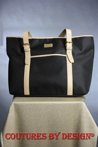 St John Knits leichte Beuteltasche schwarz/hellbraun neu mit Etikett UVP $ 500. - Bild 1 von 3