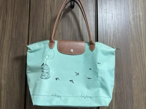 Bolso de Mano LONGCHAMP Le Pliage Cage aux Oiseaux LAGON Azul Estampado de Pájaros Nylon - Imagen 1 de 11