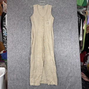 Johnny Was Collection Vintage Damen kleines Staubmantel Kleid beige Knopf Leinen Hanf - Bild 1 von 12