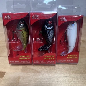 2-River2Sea Whopper Plopper 75 Topwater Prop 3" & 1-Whopper Popper 90 3 1/2" - Picture 1 of 4