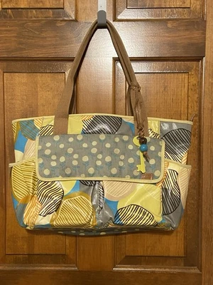 Bolso grande multiusos Fossil Key por lona de vinilo recubierto multicolor ~ VENDEDOR DE EE. UU. Foto 1 de 4