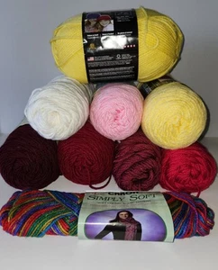 Lot Of 9 Skeins Yarn Caron Red Heart TLC Baby Mainstays Most New Various Colors - Picture 1 of 15