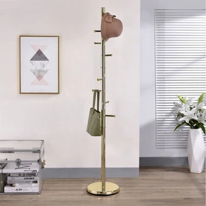Kings Brand Furniture - 8 Hook Entryway Hall Tree Coat & Hat Rack Stand, Brass - Picture 1 of 4