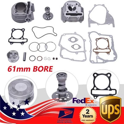 For GY6 150cc 200cc Big Bore Kit Set Cylinder Head Piston Gasket Set 61mm 170cc - Image 1 of 4