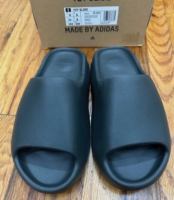 NEW IN BOX adidas Yeezy Slides Dark Onyx ID5103 Men's Size 8 - Image 1 of 4