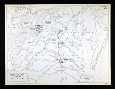 West Point Civil War Map Battle of Second Bull Run Manassas Virginia June 26 - Image 1 of 3